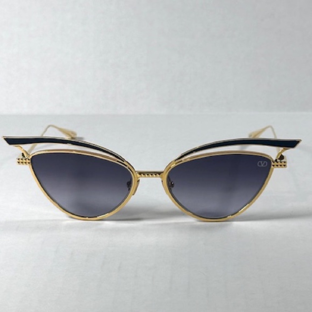 Valentino VLS 118A 55 GLD BLK V-Glassliner Sunglasses New Authentic